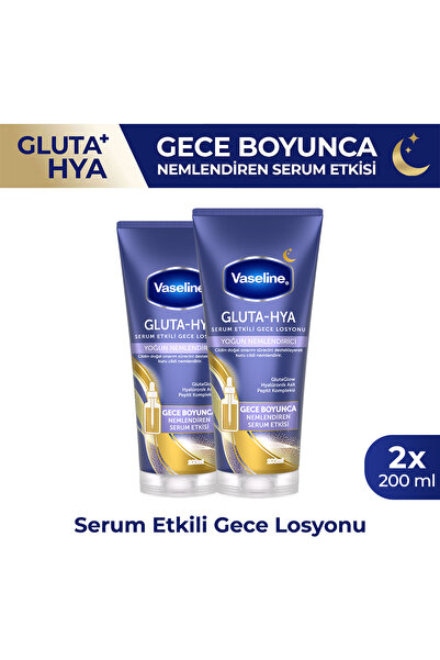 Vaseline Gluta Hya Serum Etkili Gece Losyonu Yoğun Nemlendirici 200 ml x2