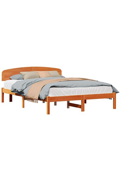 vidaxl Cadru de pat Maroniu cerat 150 x 200 cm Lemn de pin masiv