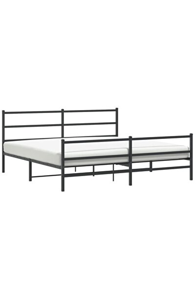 vidaxl Cadru pat metalic cu tăblie de cap/picioare , negru, 180x200 cm
