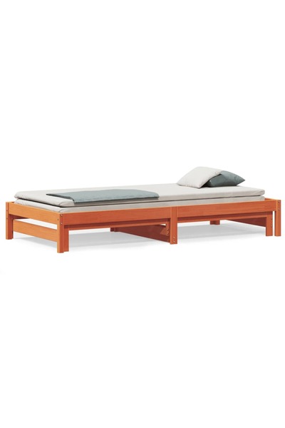 vidaxl Pat de zi cu extensie, maro ceruit, 80x200cm, lemn masiv de pin