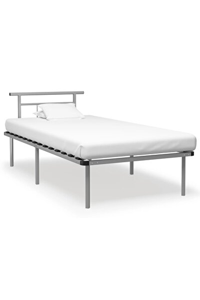 vidaxl Cadru de pat, gri, 100 x 200 cm, metal