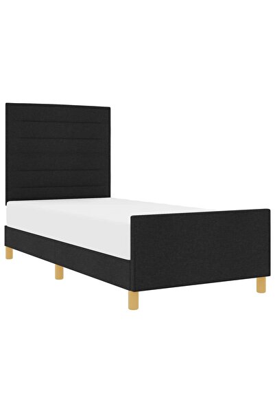 vidaxl Cadru de pat cu headboard Negru 90 x 190 cm țesătură