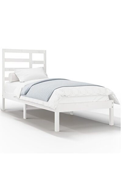 vidaxl Cadru de pat single, alb, 90x190 cm, lemn masiv