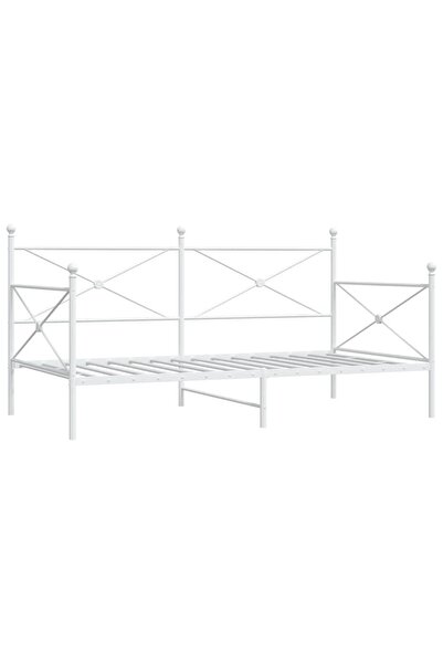 vidaxl Pat de zi fără saltea alb 100x200 cm oțel