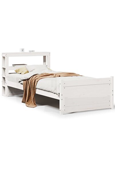 vidaxl Cadru de pat cu tăblie fără saltea, alb, 90x190 cm
