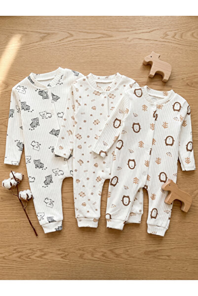 Noone 3-Piece Baby Long Romper Set |   Winter Themed |   100% Cotton Rib |   ...