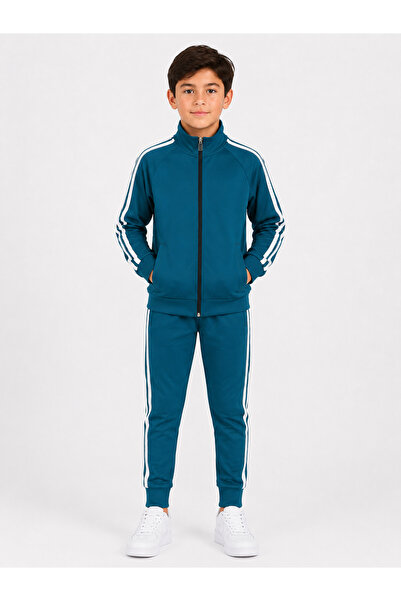 Marco Ferry Boy's Cotton Stand Collar Tracksuit Set 26103 -Petrol