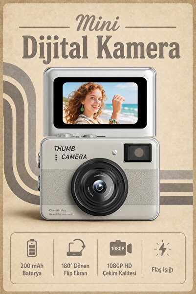 SEYUTECH Retro Mini Dijital Kamera 1080P HD 1.47 inç Flip Ekranlı Flaşlı Self...