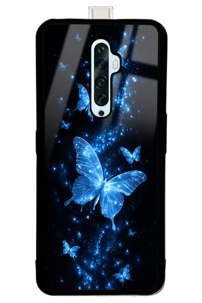 Spoyi Oppo Reno 2Z Blue Galaxy Butterfly Tasarımlı Glossy Telefon Kılıfı