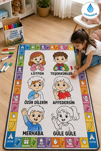 Genel Markalar Eğitici Yıkanabilir Tekrar Boyanabilir Çocuk Odası Oyun Matı B...