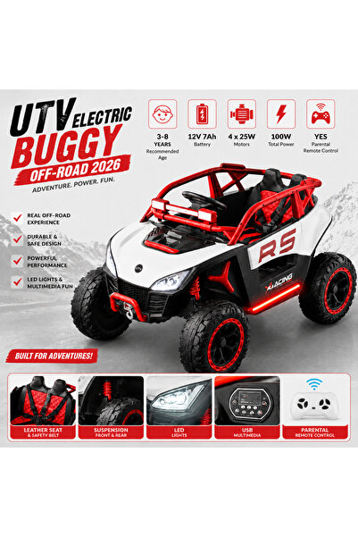 Bebelul UTV electric Buggy Off-Road pentru copii, 12V 7Ah, 4 motoare 25W, tel...