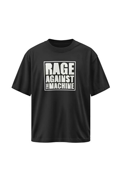 buzagi tasarım ürünleri Rage Against the Machine Unisex Oversize Black T-Shirt