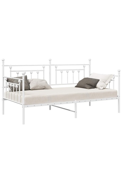 vidaxl Cadru de pat de zi Alb 100 x 190 cm Oțel
