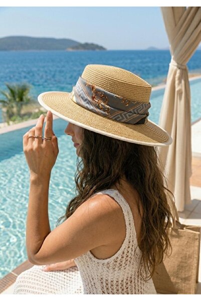 LAGRANZE Design 2-in-1 Women's Straw Hat with Shawl That Can Be Attached to t...