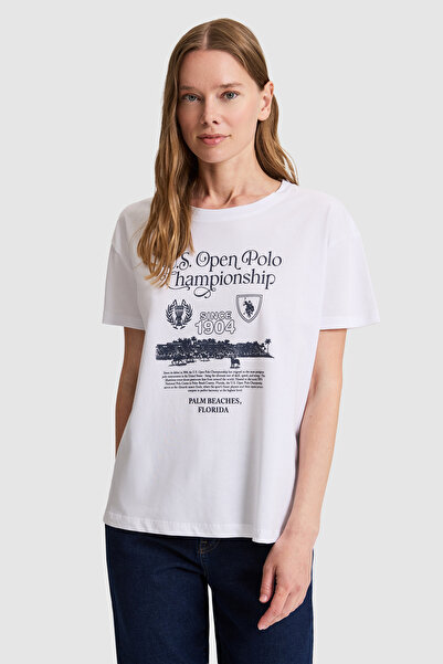 U.S. Polo Assn. Women's White Crew Neck T-Shirt 50326032-Vr013