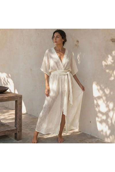 Su Koleksiyon Umman Burumuk Cotton Bohem Dress / Ecru