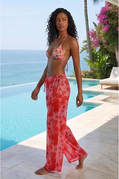 D scarf Women's Colorful Patterned Tulle Beach Pants Pareo