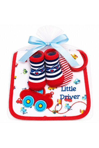 Warehouse Newborn Baby Gift Set Baby Bibs and Baby Hat in Luxury Tulle Bag