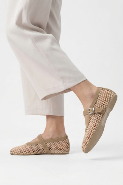 Eysha Karel Women's Knitted Mesh Detailed Buckle Strap Mary Jane Summer Balle...