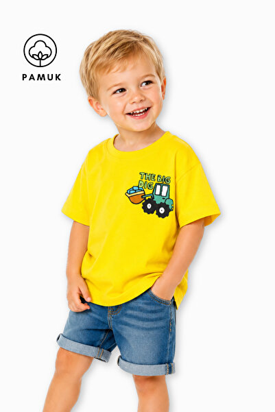 difa kids Tricou pentru băieți, cu mânecă scurtă, cu imprimeu tractor, de vară