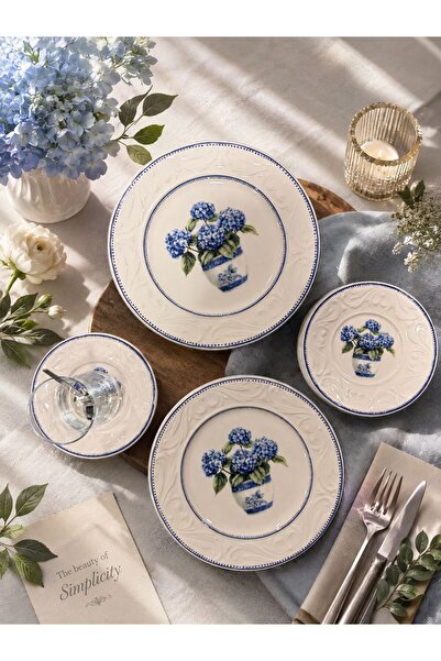 Onedekor 24 Piece Vintage Hydrangea Cake Tea Set