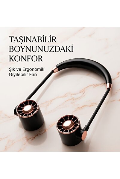 MRKAY Taşınabilir Usb Şarjlı 3 Kademeli Ergonomik Boyun Fanı Vantilatör Soğutucu