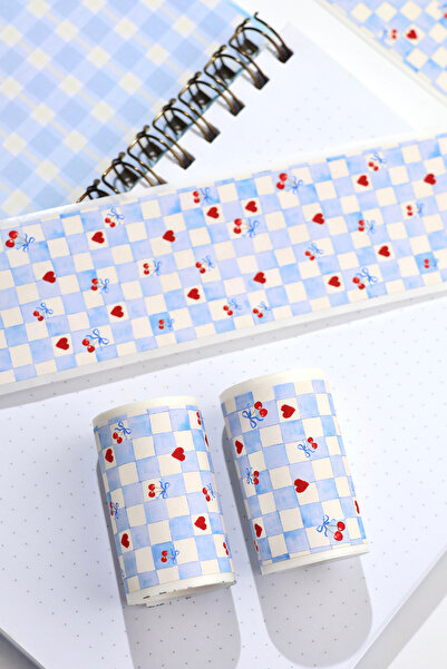 Hume Craft 2 Meters Blue Plaid Pattern Washi Tape / Washitape / Bullet Journa...