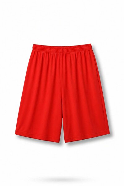 5in1Canpolat Red Elastic Waist Cotton Shorts 18124