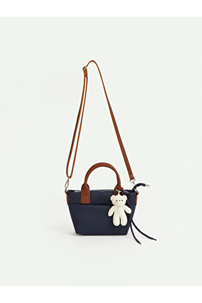 LC Waikiki Navy Blue Women's Shoulder Bag with Teddy Bear Accessories