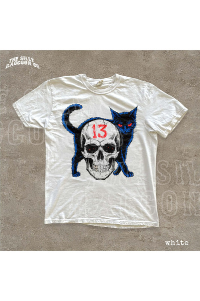 Grafftee Clothing Μπλουζάκι Unisex Oversize με στάμπα Μαύρης Γάτας