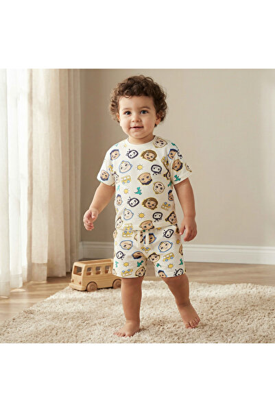 mattel Crew Neck Short Sleeves T-shirt and Shorts Set with Cocomelon Print