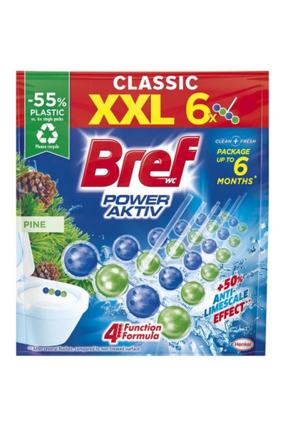 Bref Odorizant Toaleta cu Parfum de Pin - Wc Power Aktiv Pine, 6 x 50 g