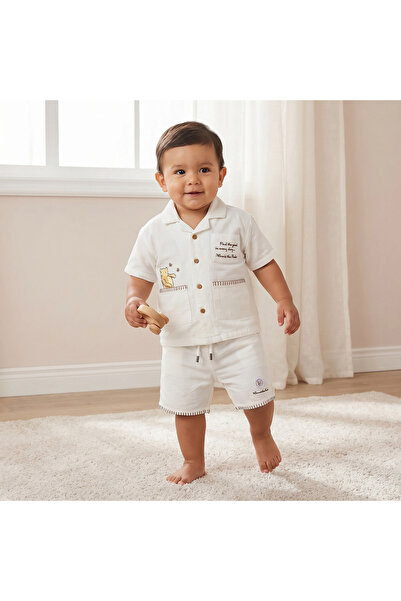 Disney Collared Short Sleeve Shirt and Shorts Set with Winnie the Pooh Print