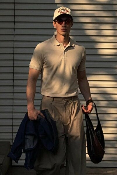 comstar Men's Classic Slim Fit Cream Polo Collar T-Shirt