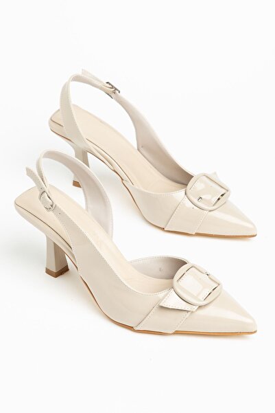 Hayalimdeki Ayakkabı Mira Women's Beige Patent Leather Buckle Detailed Thin H...