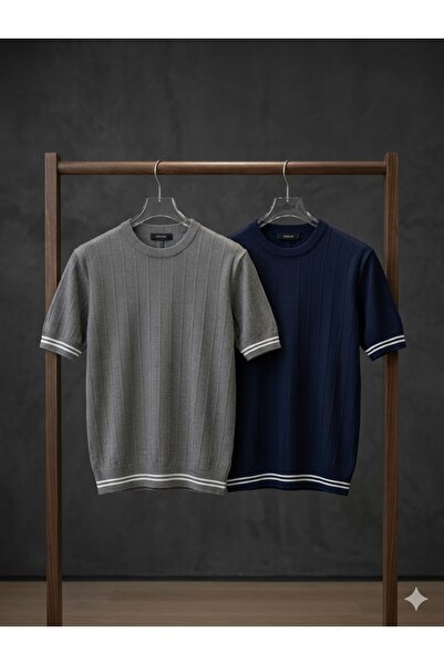 BUY CENTER Advantageous 2-Pack Men's Crew Neck Knitwear T-Shirt 0 Collar Basi...