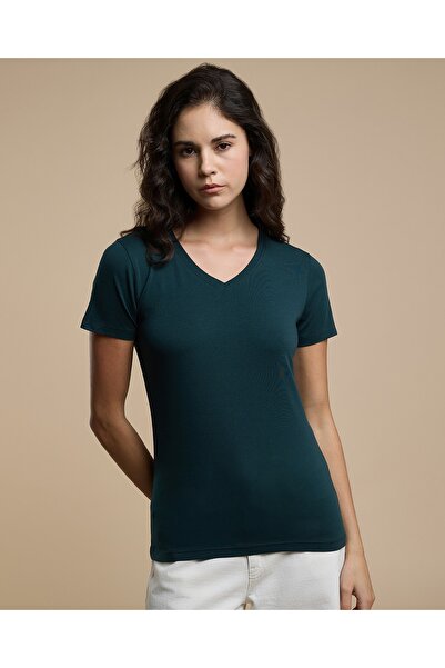 R&B Solid T-Shirt With V-Neck And Short Sleeves