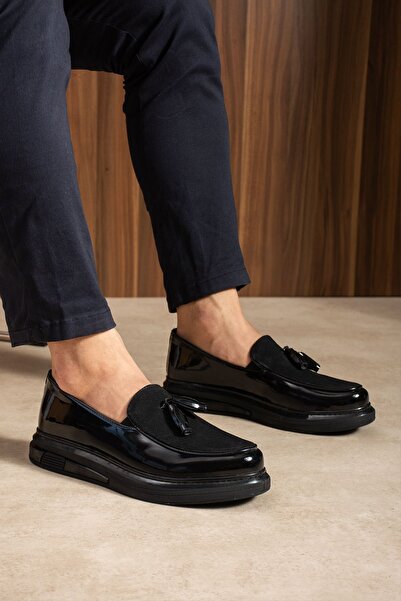 Zerenyus Zrc2502 Men's Loafer Classic Shoes Black Patent Leather