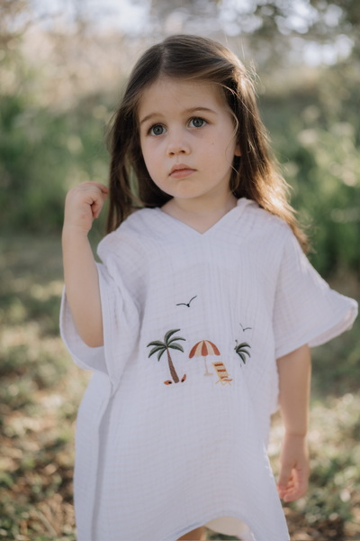 DoDo'S Baby 100% Natural Organic Muslin Beach Embroidered Baby Kids Poncho 4 ...
