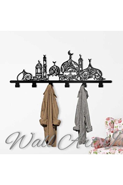 Slasa Flower Mosque Acrylic Wall Decor Hanger, Islamic Wall Art Key & Coat Ra...