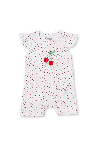 ebebek Hello Baby HelloBaby Kız Bebek Kısa Tulum Kiraz Baskılı Çıtçıtlı Bisik...