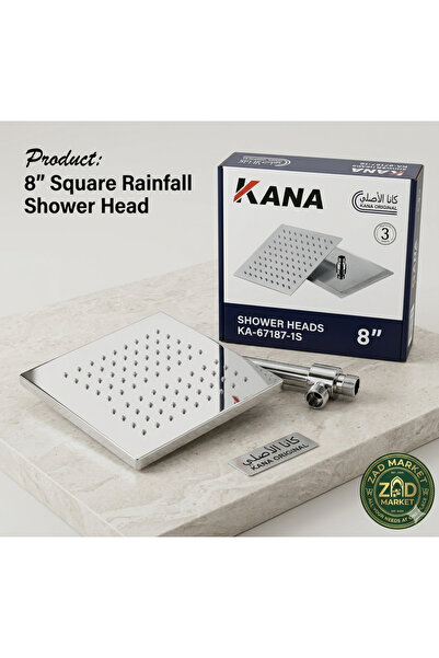 KANA Kana Original 8" Square Rainfall Shower Head - Modern Design