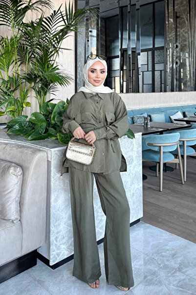 İmajButik Khaki Shirt and Trousers Modal Set