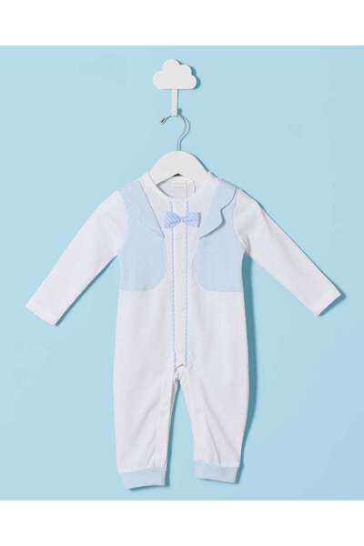 REDTAG Infant Boys White Embellished Romper Suit