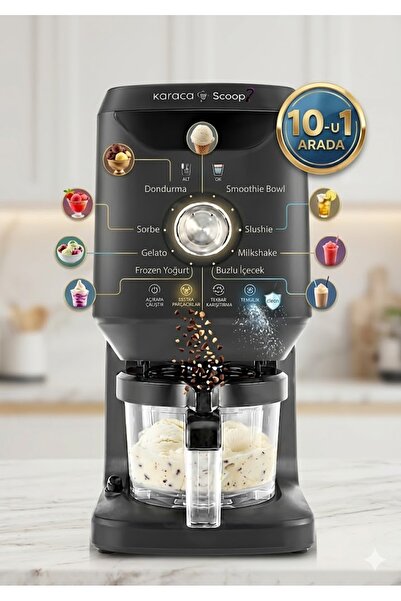 Karaca Scoopi 10 in 1 Otomatik Dondurma ve Milkshake Makinesi Matte Black