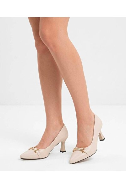 plenty shoes H&M İnce Tokalı Bej Stiletto Ayakkabı