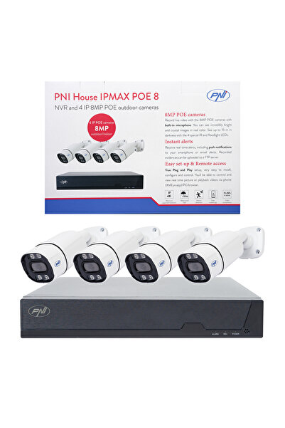 PNI Kit supraveghere video House IPMAX POE 8, NVR cu 4 porturi POE si 4 camer...