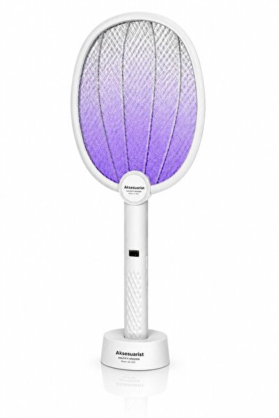 Aksesuarist GS-3602 Şarjlı LED Sinek Öldürücü Raket UV Mor Işıklı Type-C Şarjlı