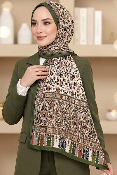 hadiora شال نسائي ناعم بنقشة زهور خضراء