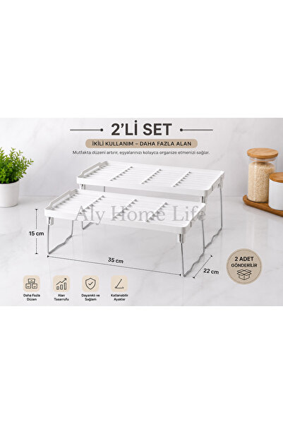 ALY DURU Raft organizator multifuncțional cu 2 niveluri, pliabil, 35x22x15